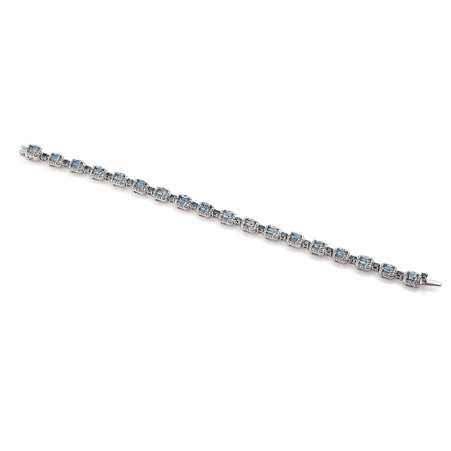 Santa Maria Aquamarine, Zircon, Diamond Sterling Silver Bracelet (7.25 in) 6.34 ctw