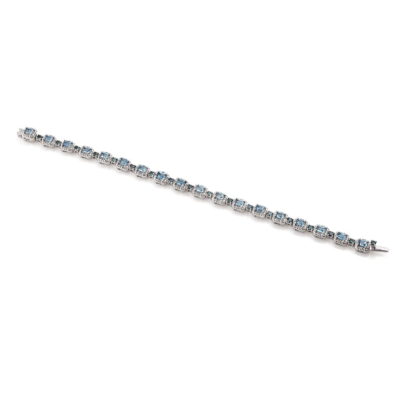 Santa Maria Aquamarine, Zircon, Diamond Sterling Silver Bracelet (7.25 in) 6.34 ctw