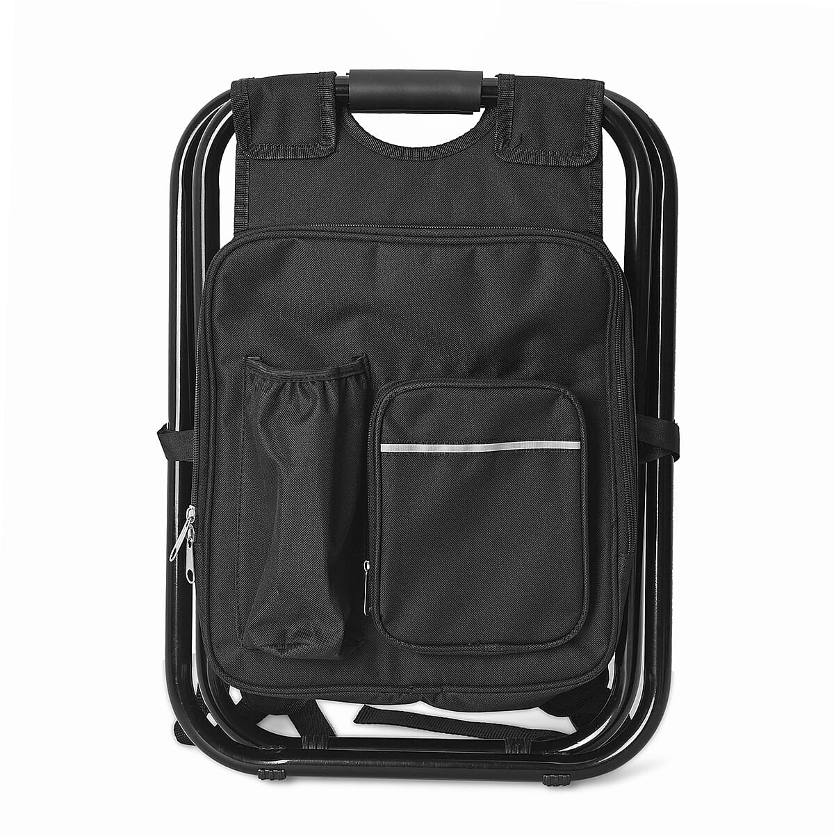 Black Portable Folding Chair with Cooler Back Pack image number 1
