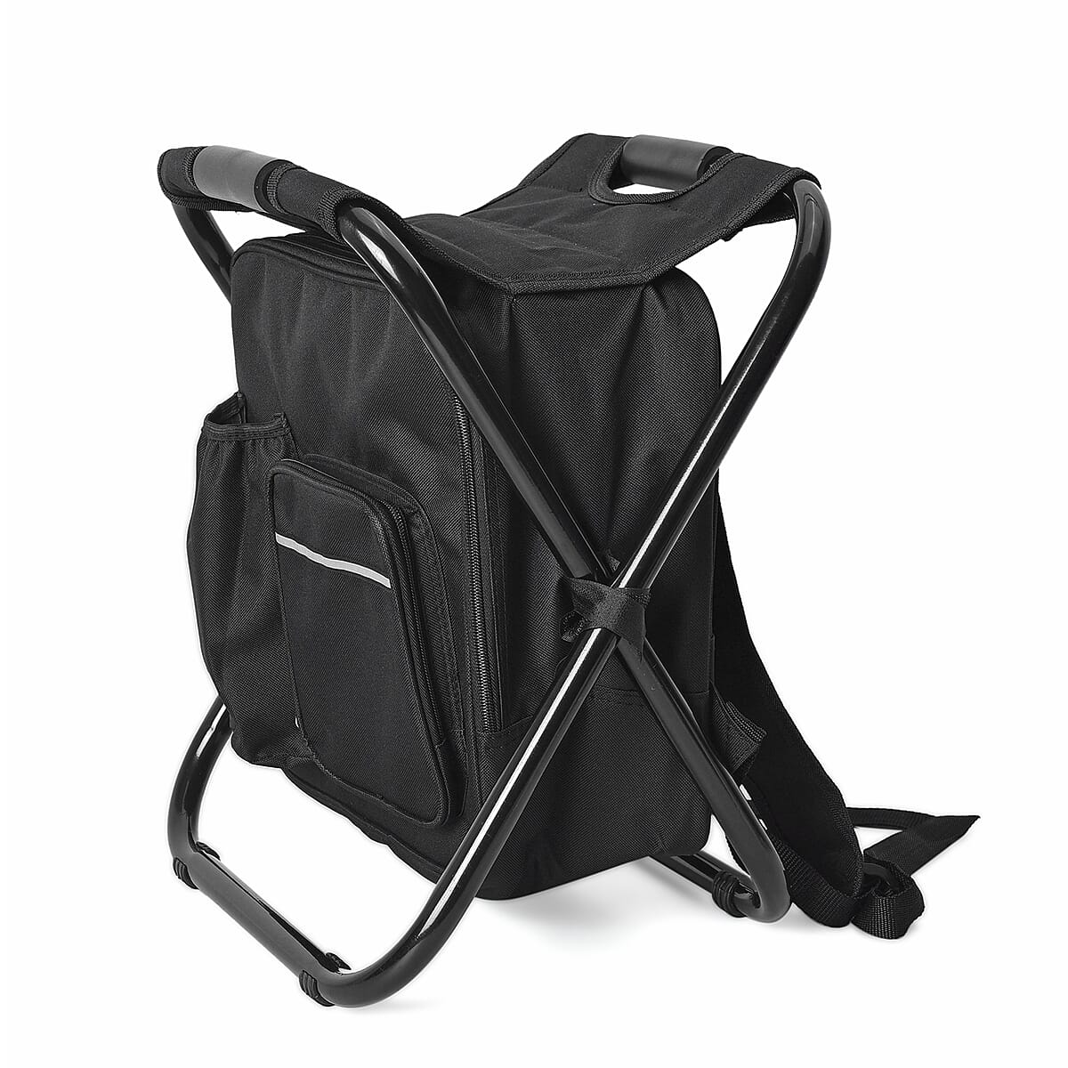 Black Portable Folding Chair with Cooler Back Pack image number 2