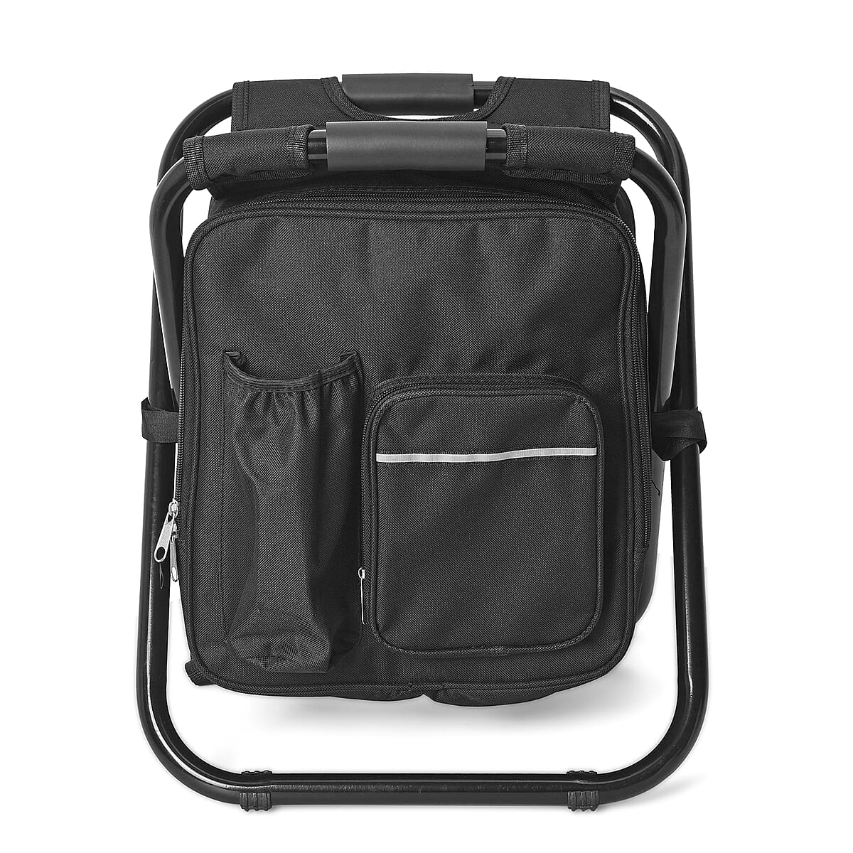 Black Portable Folding Chair with Cooler Back Pack image number 4