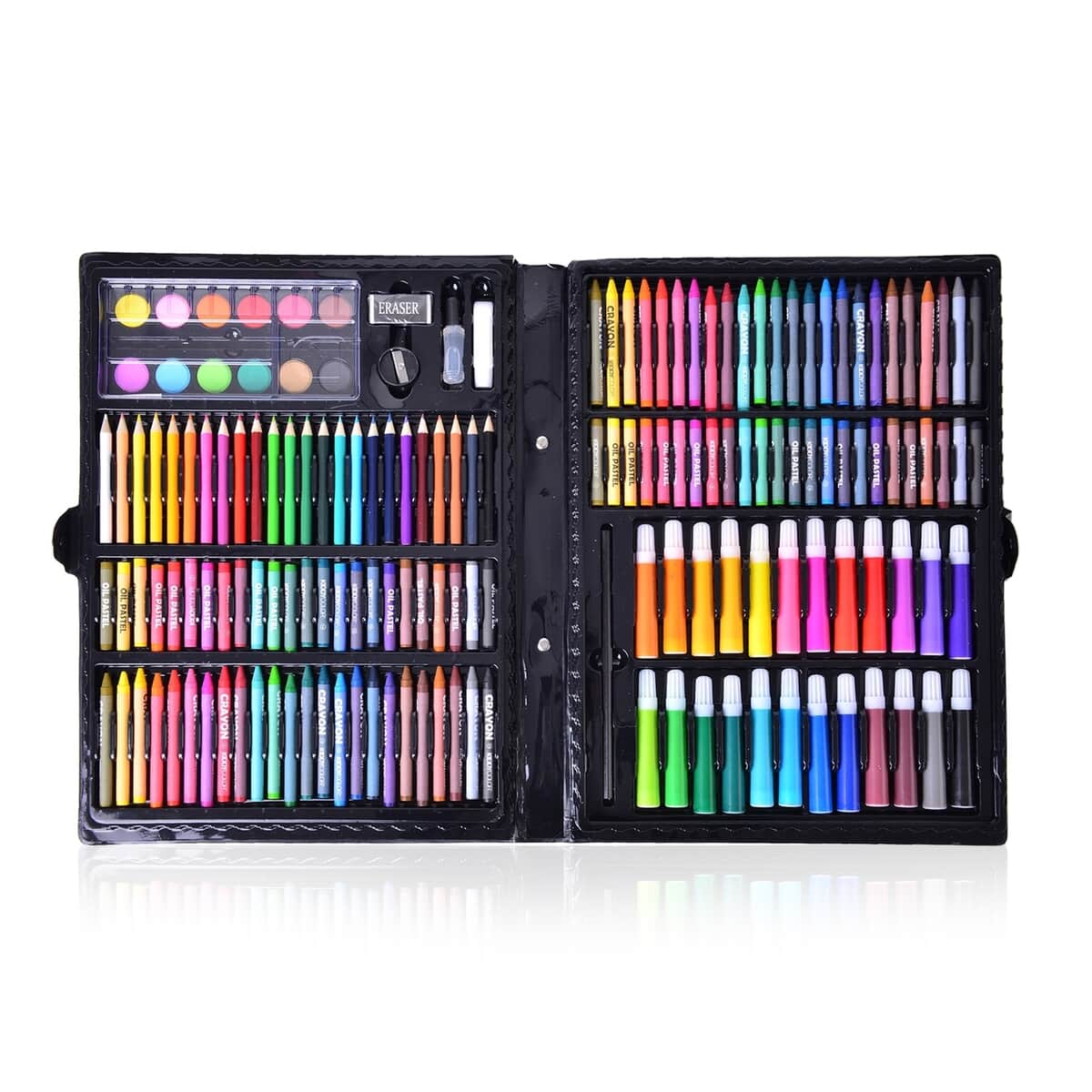 163 Piece Deluxe Art Supply Set (Coloring Pencils, Crayons, Oil Pastels, Markers, Water Paint, Eraser, Pencil, Sharpener, Liquid Glue and White Glue) image number 0