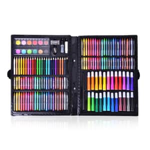 163 Piece Deluxe Art Supply Set (Coloring Pencils, Crayons, Oil Pastels, Markers, Water Paint, Eraser, Pencil, Sharpener, Liquid Glue and White Glue)