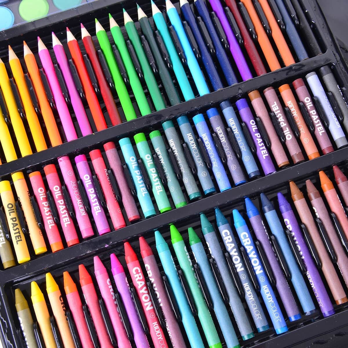 163 Piece Deluxe Art Supply Set (Coloring Pencils, Crayons, Oil Pastels, Markers, Water Paint, Eraser, Pencil, Sharpener, Liquid Glue and White Glue) image number 1