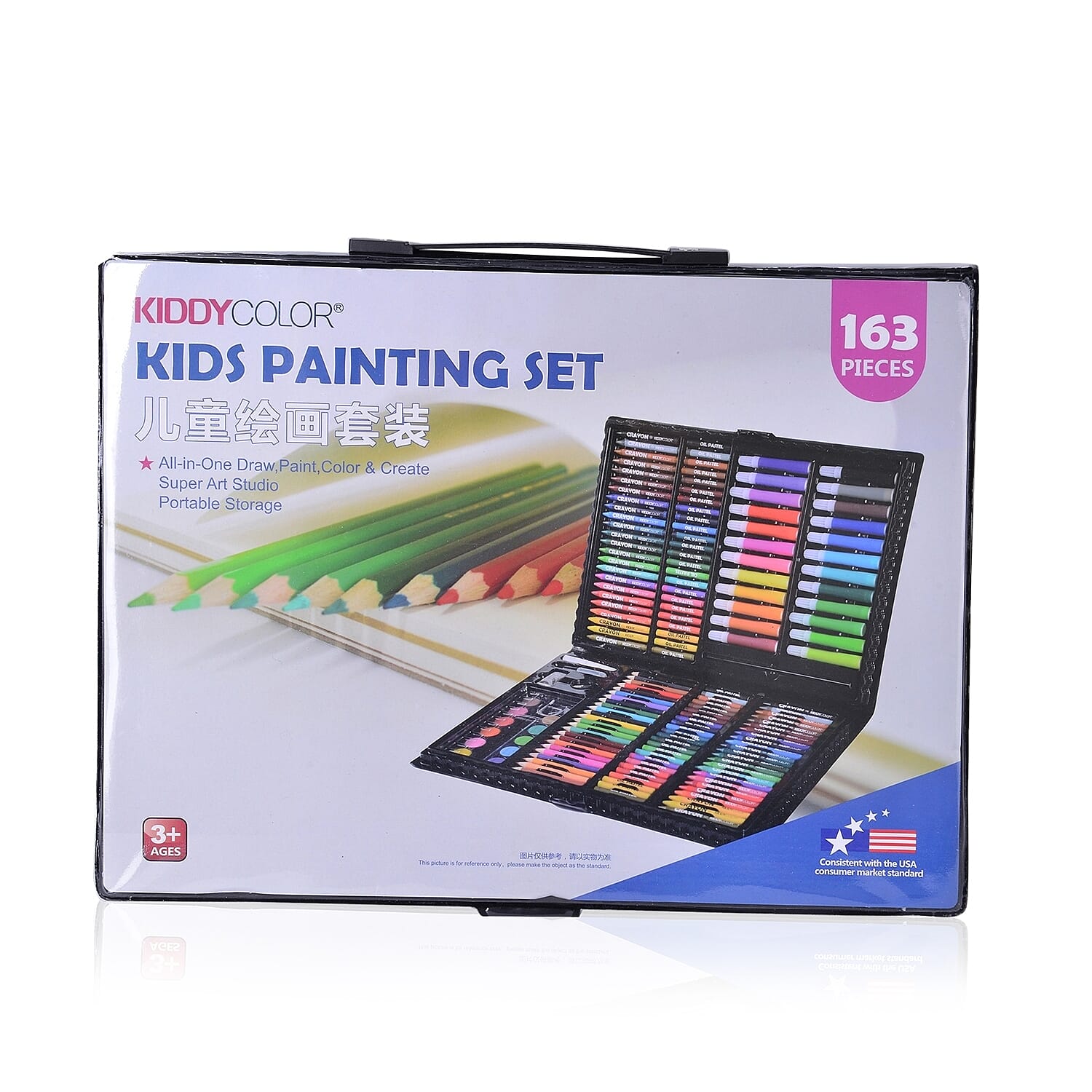 163 Piece Deluxe Art Supply Set (Coloring Pencils, Crayons, Oil Pastels, Markers, Water Paint, Eraser, Pencil, Sharpener, Liquid Glue and White Glue)