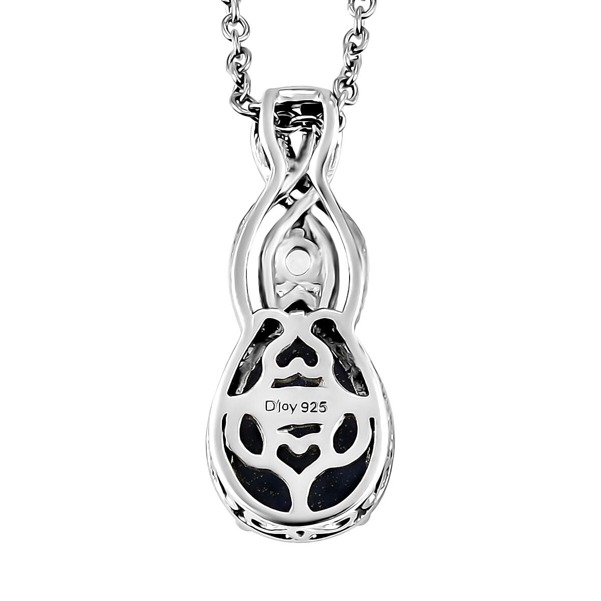Lapis Lazuli and White Topaz 3.90 ctw Pendant in Platinum Over Sterling Silver with Stainless Steel Necklace 20 Inches 