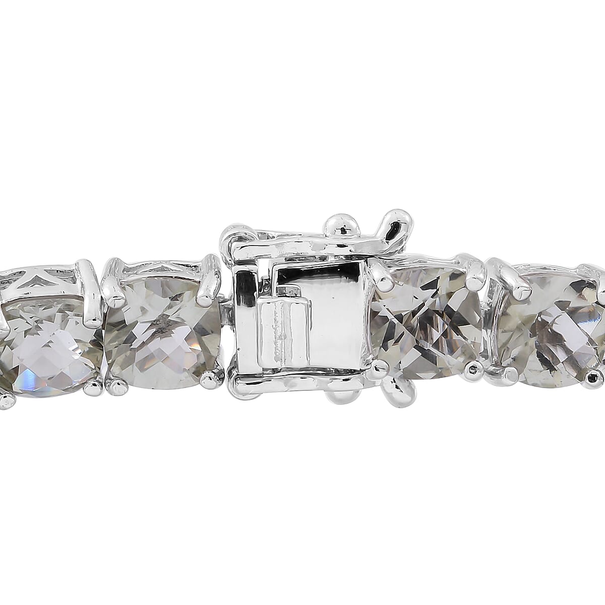 Green Amethyst Tennis Bracelet in Sterling Silver (8.00 In) 14.80 Grams 30.70 ctw image number 1