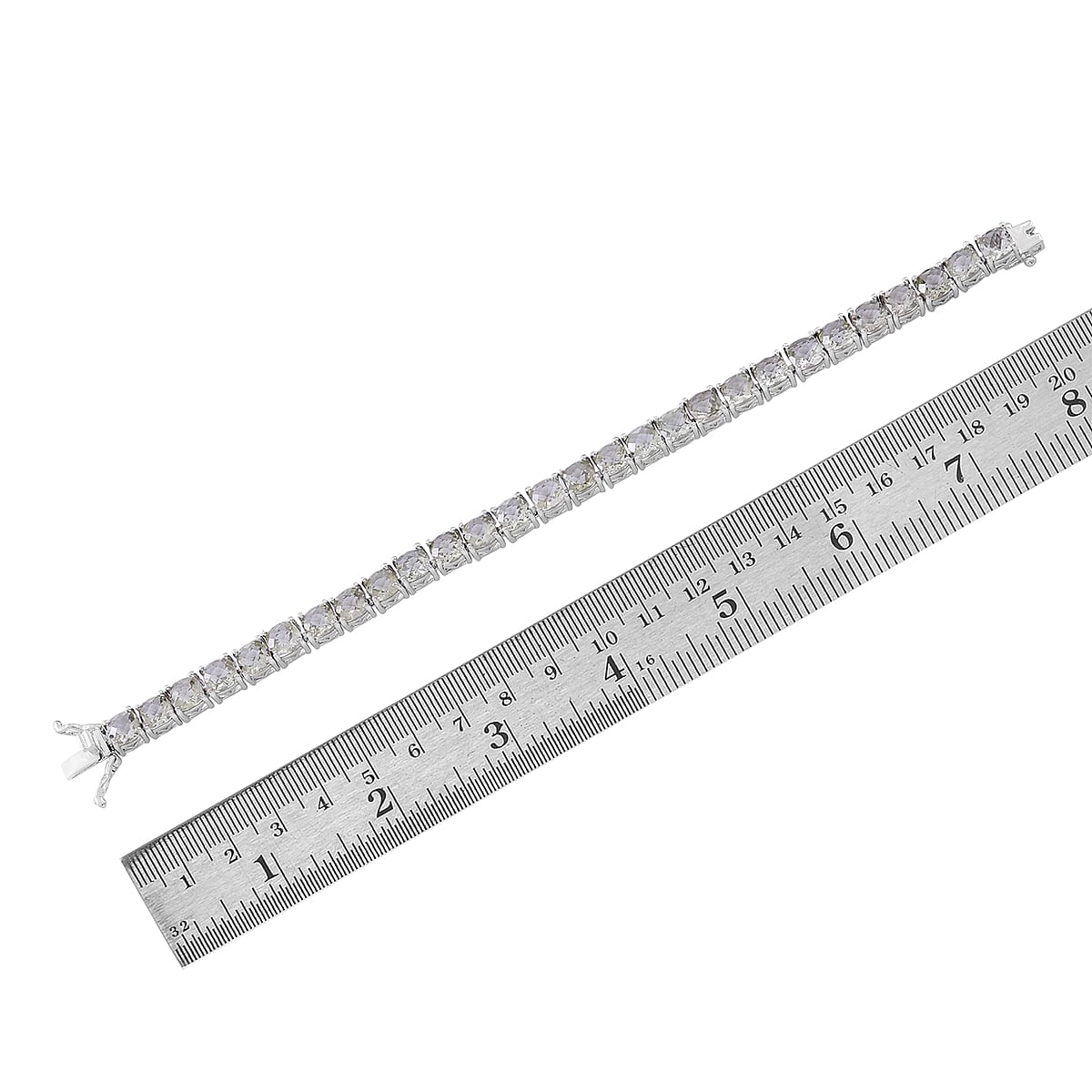 Green Amethyst Tennis Bracelet in Sterling Silver (8.00 In) 14.80 Grams 30.70 ctw image number 2