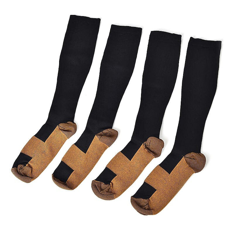 Black 5% Copper and 25% Elastane and 70% Polyester Set of 2 Pairs Socks  ( S/M)