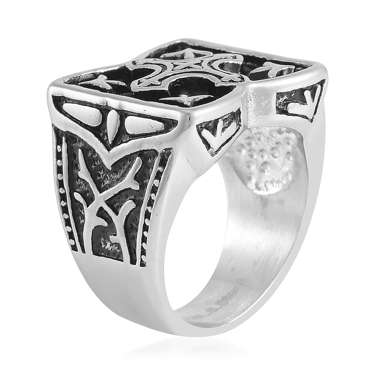 Black Oxidized Stainless Steel Men's Ring (Size 9.0) image number 3