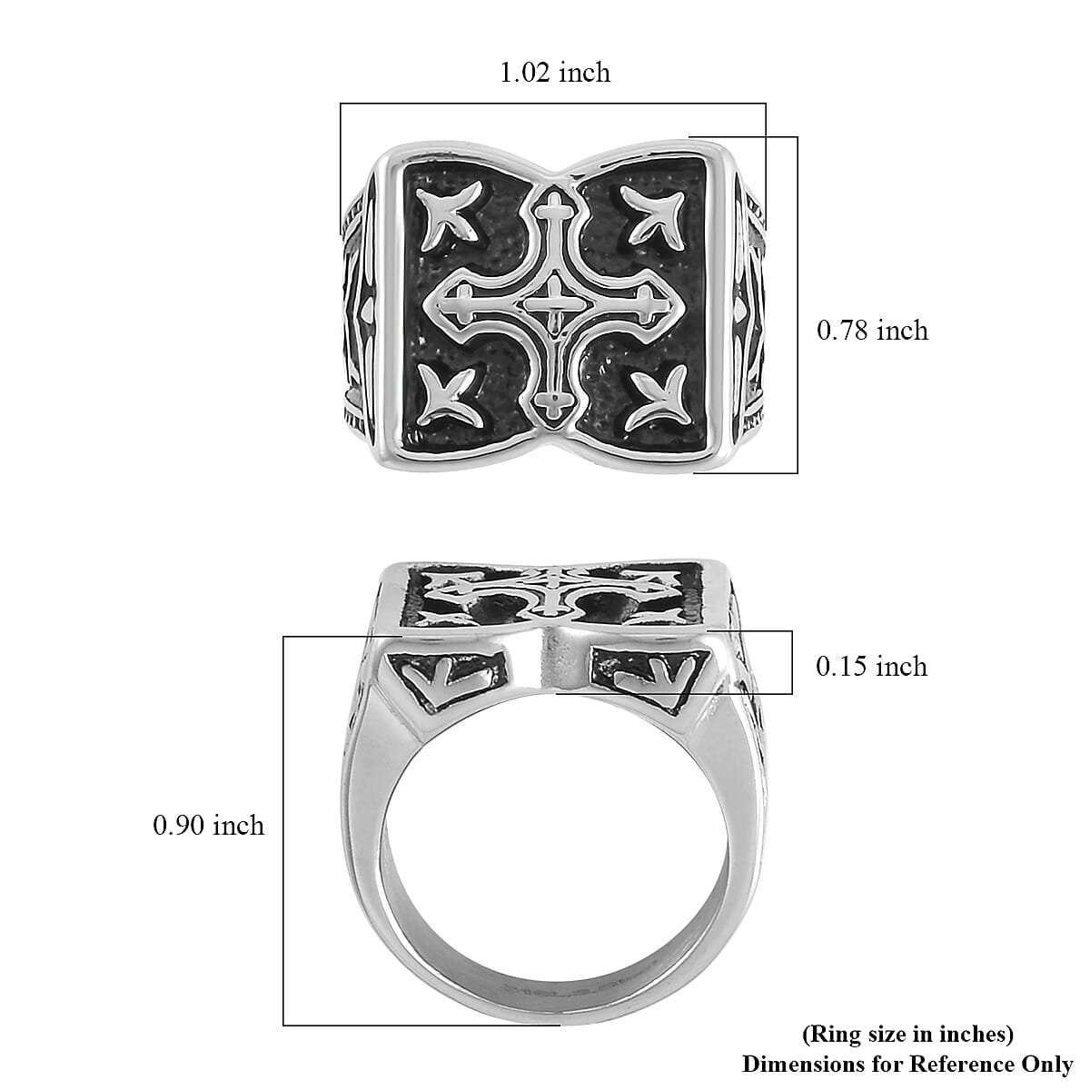 Black Oxidized Stainless Steel Men's Ring (Size 9.0) image number 5