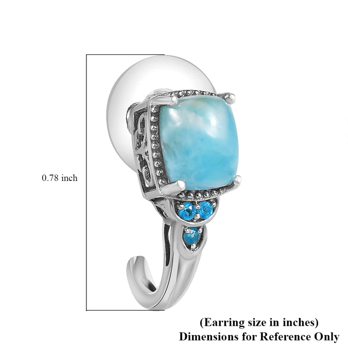 Larimar and Malgache Neon Apatite J-Hoop Earrings in Platinum Over Sterling Silver 6.65 ctw image number 6