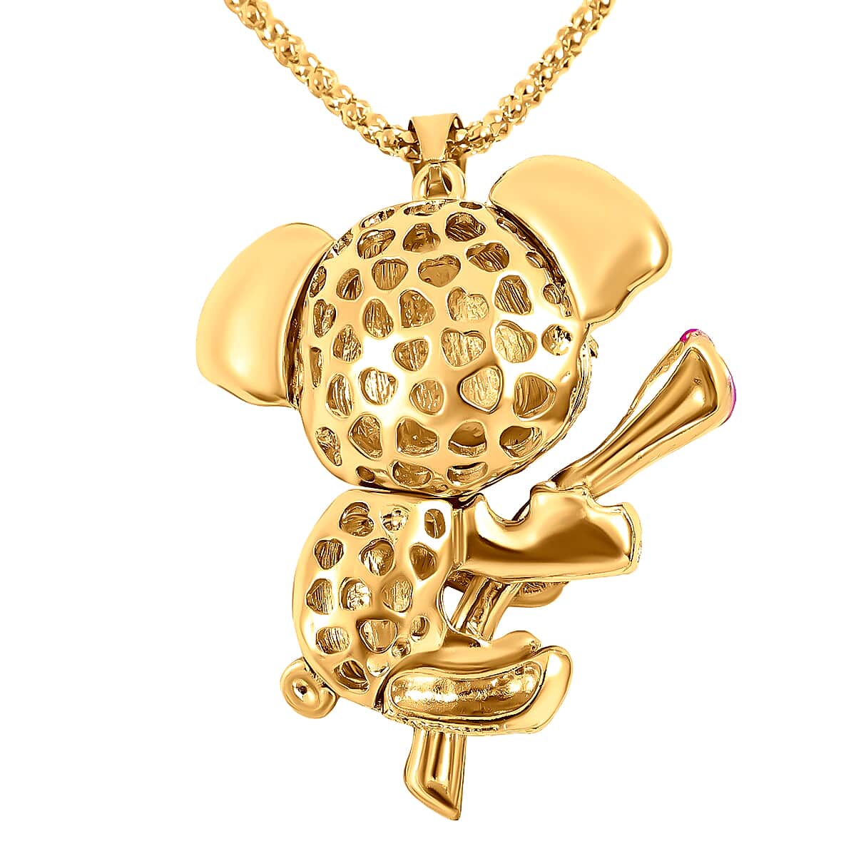 Multi Color Austrian Crystal Enameled Koala Pendant Necklace 28-30 Inches in Goldtone image number 2