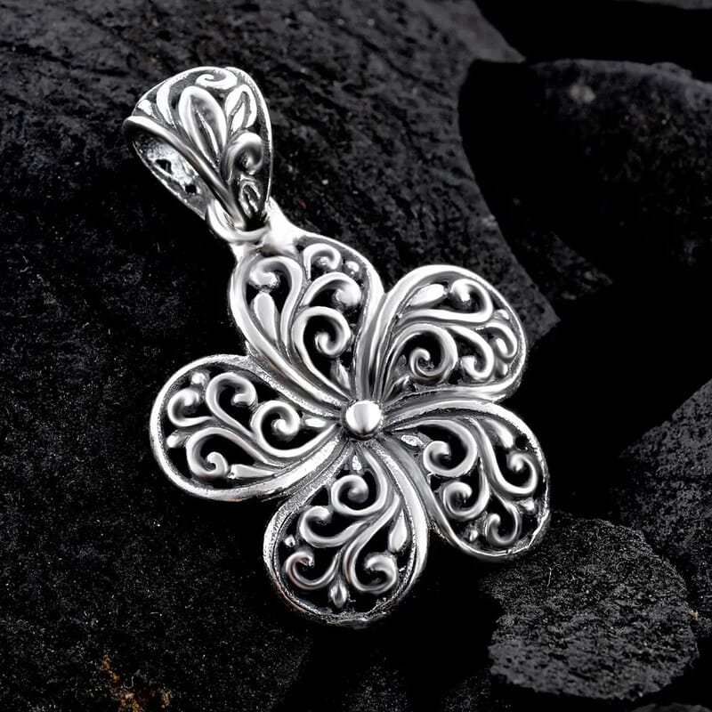 Bali Legacy Swirl Flower Pendant without Chain in Sterling Silver 3.15 Grams