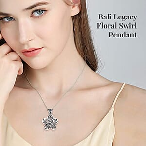 Bali Legacy Floral Pendant without Chain, Swirl Pendant without Chain, Silver Flower Pendant without Chain, Sterling Silver Pendant without Chain, Filigree Pendant without Chain 2.85 Grams
