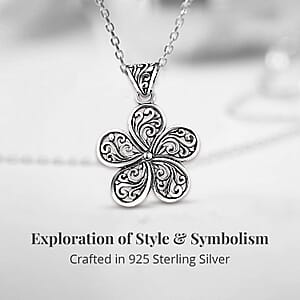 Bali Legacy Floral Pendant without Chain, Swirl Pendant without Chain, Silver Flower Pendant without Chain, Sterling Silver Pendant without Chain, Filigree Pendant without Chain 2.85 Grams