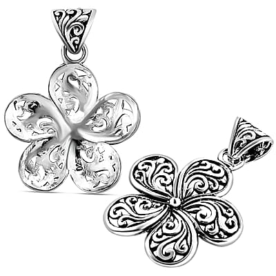 Bali Legacy Swirl Flower Pendant without Chain in Sterling Silver 2.85 Grams