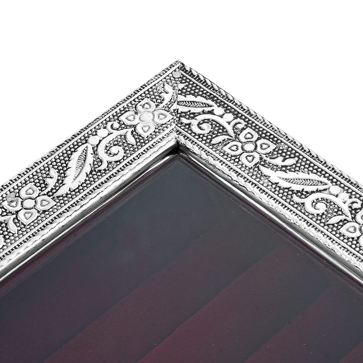 Wine Red  Glass in Velvet lining Aluminum Artware MDF Jewellry Box image number 4