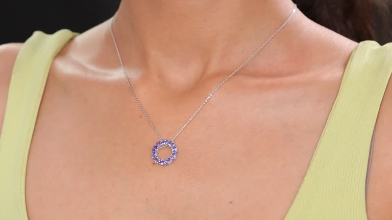Premium Tanzanite Circle Pendant Necklace in Platinum Over Sterling Silver , Circle of Life Pendant, Tanzanite Pendant Necklace (20 Inches) 1.40 ctw