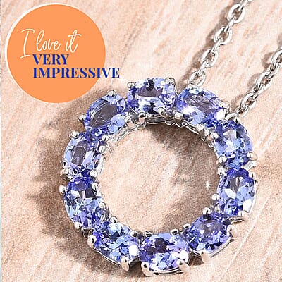 Premium Tanzanite Circle Pendant Necklace in Platinum Over Sterling Silver , Circle of Life Pendant, Tanzanite Pendant Necklace (20 Inches) 1.40 ctw