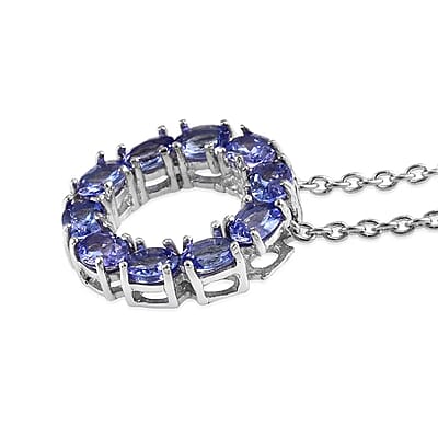 Premium Tanzanite Circle Pendant Necklace in Platinum Over Sterling Silver , Circle of Life Pendant, Tanzanite Pendant Necklace (20 Inches) 1.40 ctw
