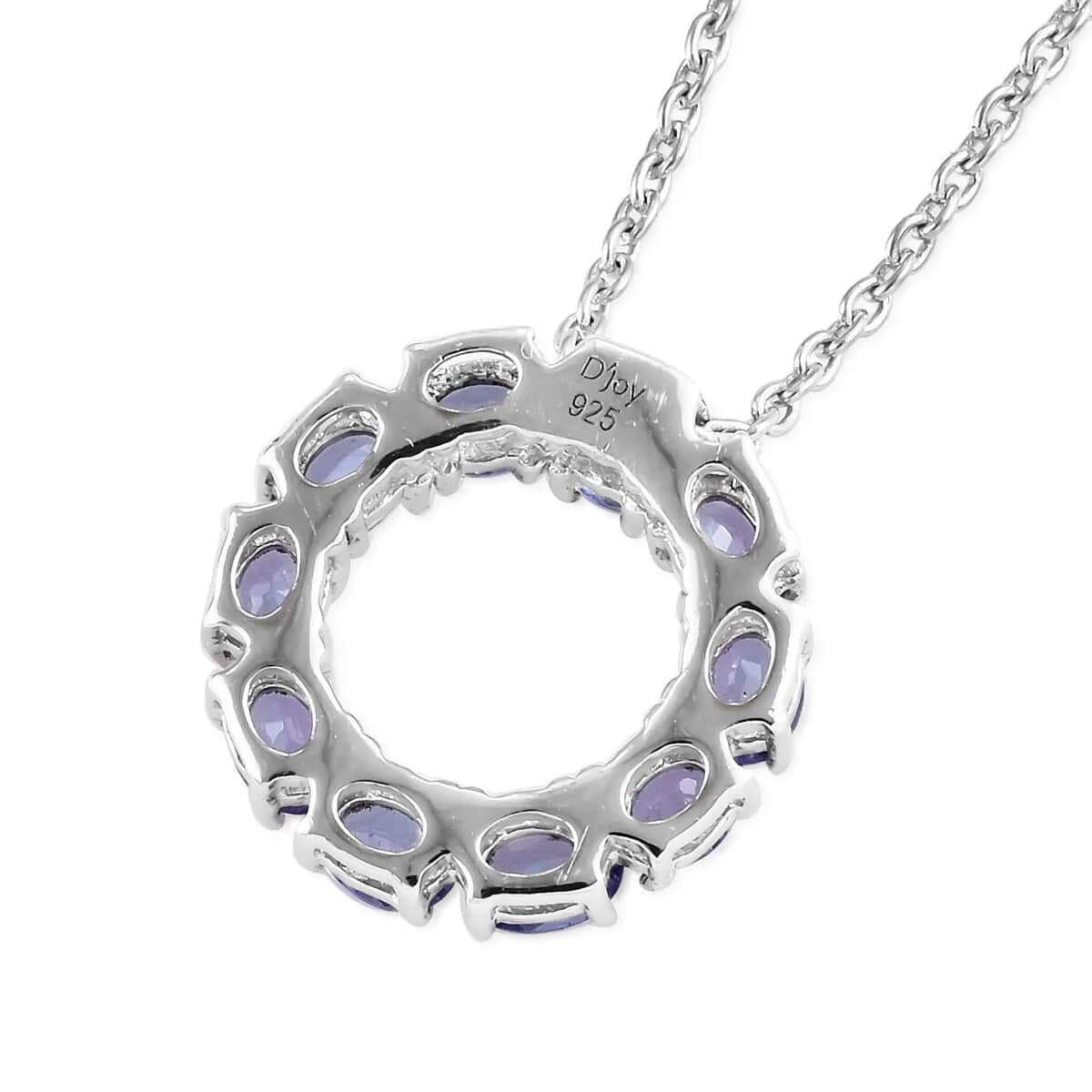 Premium Tanzanite Circle Pendant Necklace in Platinum Over Sterling Silver , Circle of Life Pendant, Tanzanite Pendant Necklace (20 Inches) 1.75 ctw image number 5