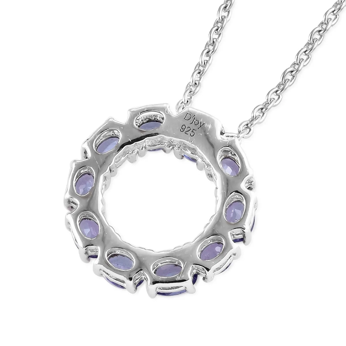 Premium Tanzanite Circle Pendant Necklace in Platinum Over Sterling Silver , Circle of Life Pendant, Tanzanite Pendant Necklace (20 Inches) 1.40 ctw