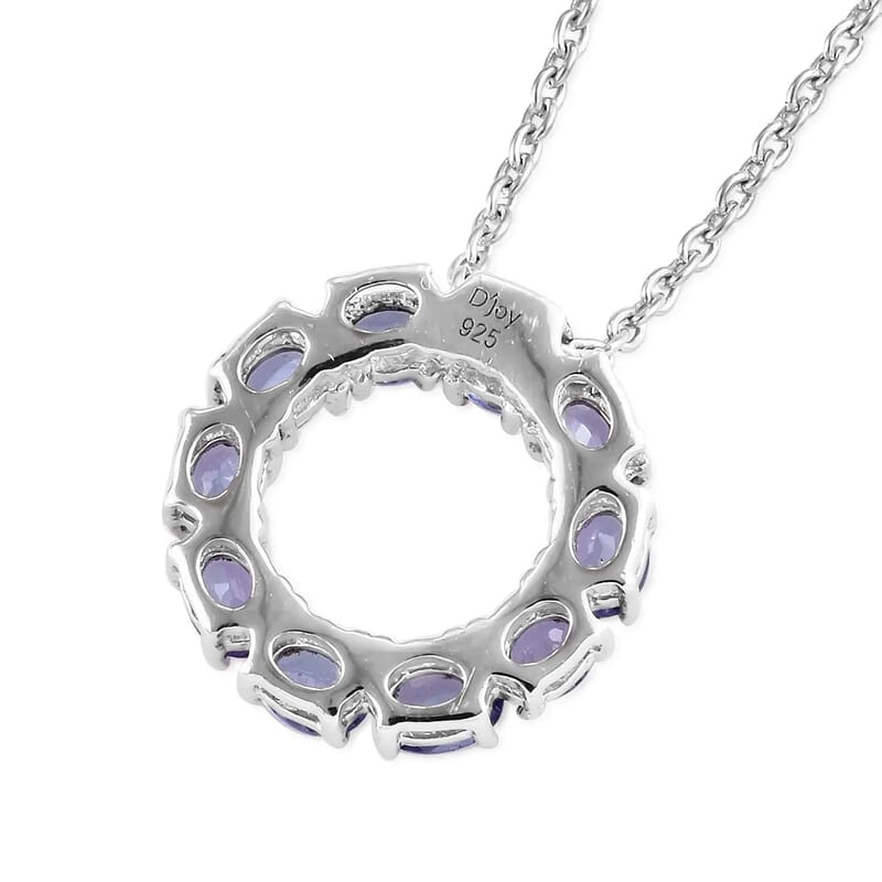 Premium Tanzanite Circle Pendant Necklace in Platinum Over Sterling Silver , Circle of Life Pendant, Tanzanite Pendant Necklace (20 Inches) 1.40 ctw