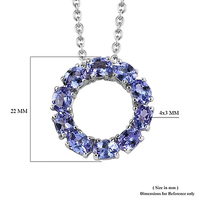Premium Tanzanite Circle Pendant Necklace in Platinum Over Sterling Silver , Circle of Life Pendant, Tanzanite Pendant Necklace (20 Inches) 1.40 ctw