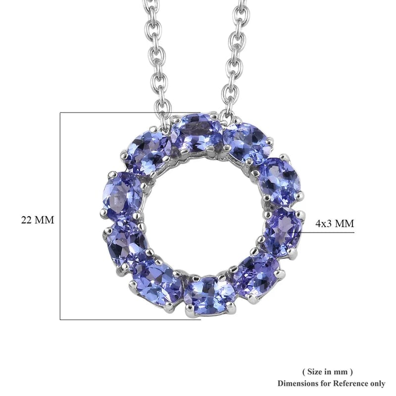 Premium Tanzanite Circle Pendant Necklace in Platinum Over Sterling Silver , Circle of Life Pendant, Tanzanite Pendant Necklace (20 Inches) 1.40 ctw