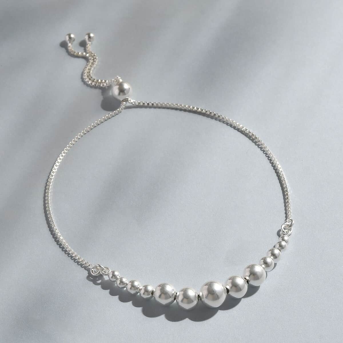 925 Sterling Silver Bead Bracelet, Artisan Crafted Line Bracelet For Women, Unique Jewelry Gifts, Adjustable Bolo Bracelet image number 1