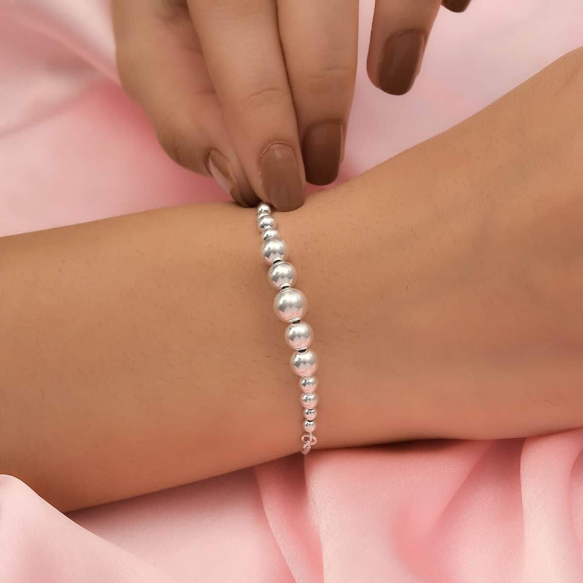 925 Sterling Silver Bead Bracelet, Artisan Crafted Line Bracelet For Women, Unique Jewelry Gifts, Adjustable Bolo Bracelet image number 2