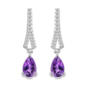 Amethyst Earrings, Rose De France Amethyst Drop Earrings, Silver Drop Earrings, Sterling Silver Earrings 1.50 ctw