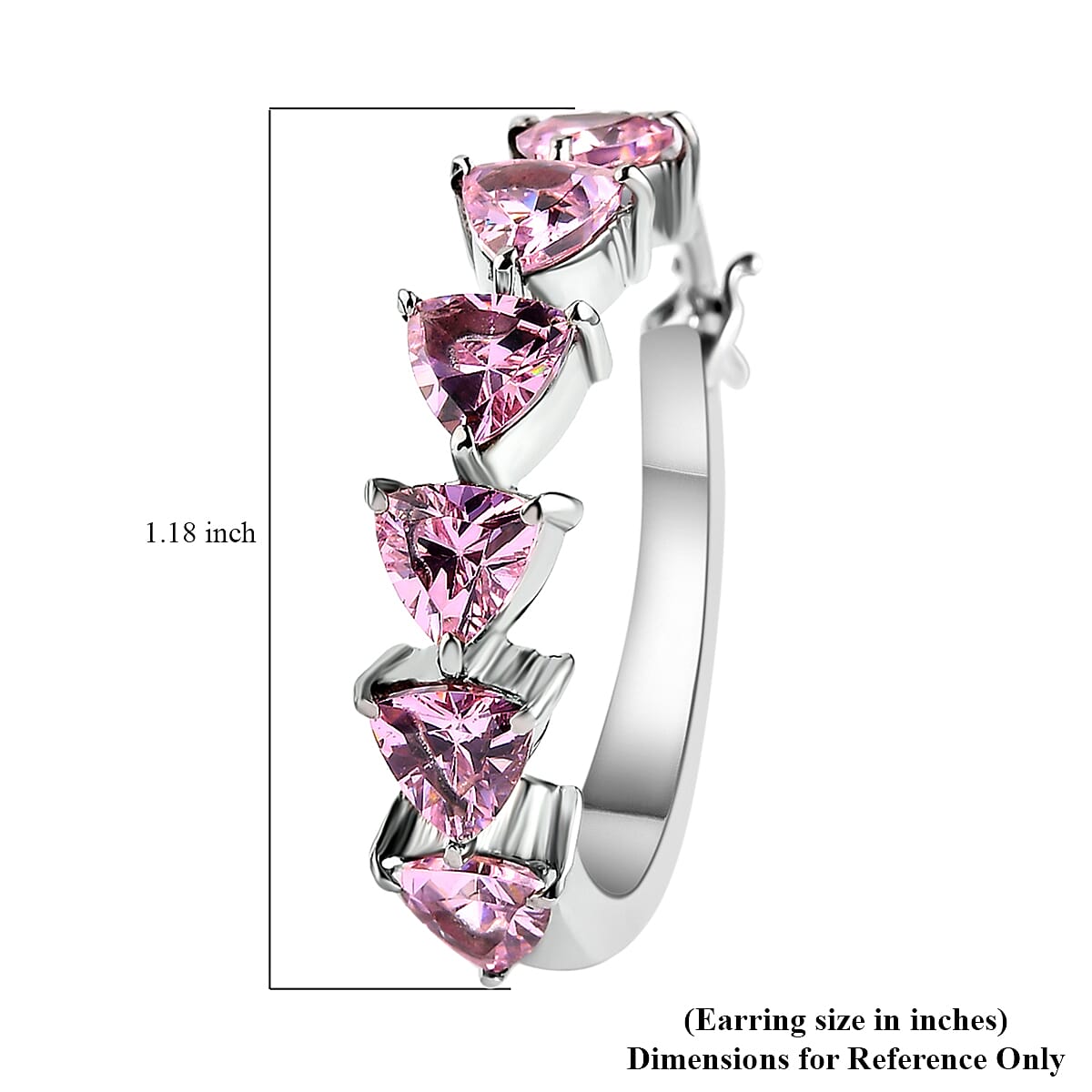 Simulated Pink Diamond Inside Out Hoop Earrings in Stainless Steel
