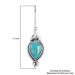 Santa Fe Style Kingman Turquoise 1.00 ctw Earrings in Sterling Silver, Silver Solitaire Earrings, Silver Jewelry For Women