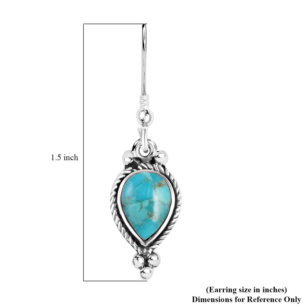 Mother’s Day Gift Santa Fe Style Kingman Turquoise Earrings in Sterling Silver, Silver Solitaire Earrings, Silver Jewelry For Women 1.00 ctw image number 2