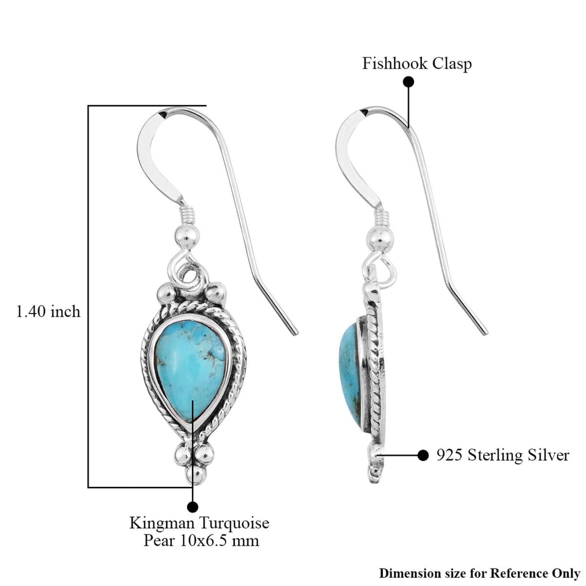 Mother’s Day Gift Santa Fe Style Kingman Turquoise Earrings in Sterling Silver, Silver Solitaire Earrings, Silver Jewelry For Women 1.00 ctw image number 6