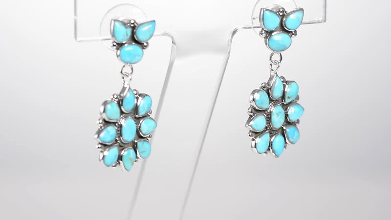 SANTA FE Style  6.50 ctw Kingman Turquoise Earrings in Sterling Silver