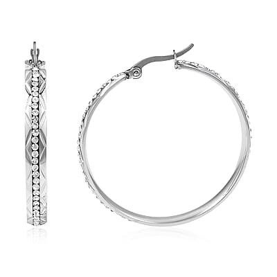 Austrian Crystal Hoop Earrings in Stainless Steel