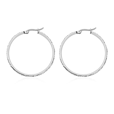 Austrian Crystal Hoop Earrings in Stainless Steel
