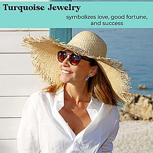 Santa Fe Style Kingman Turquoise Open Hoop Earrings in Sterling Silver 4.00 ctw