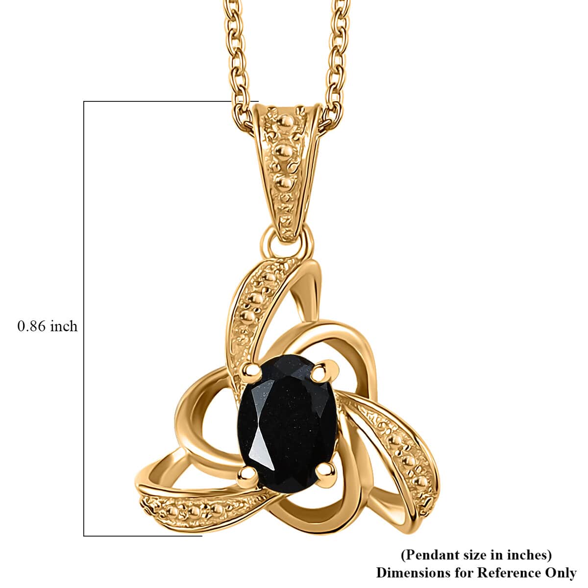 Australian Black Tourmaline Fancy Knot Pendant in 14K Yellow Gold Over Sterling Silver with Stainless Steel Necklace 20 Inches 0.75 ctw image number 6