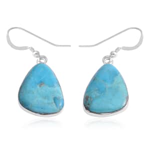 Santa Fe Style Kingman Turquoise Earrings in Sterling Silver 5.25 ctw