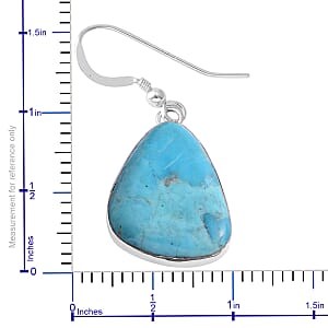 Santa Fe Style Kingman Turquoise Earrings in Sterling Silver 5.25 ctw