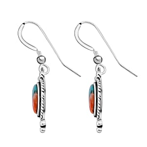 Santa Fe Style Spiny Turquoise 0.50 ctw Earrings in Sterling Silver, Silver Solitaire Earrings, Silver Jewelry For Women