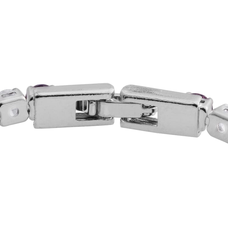 Simulated Amethyst, Simulated White Diamond Silvertone Bracelet (8.00 In) TGW 18.92 cts.
