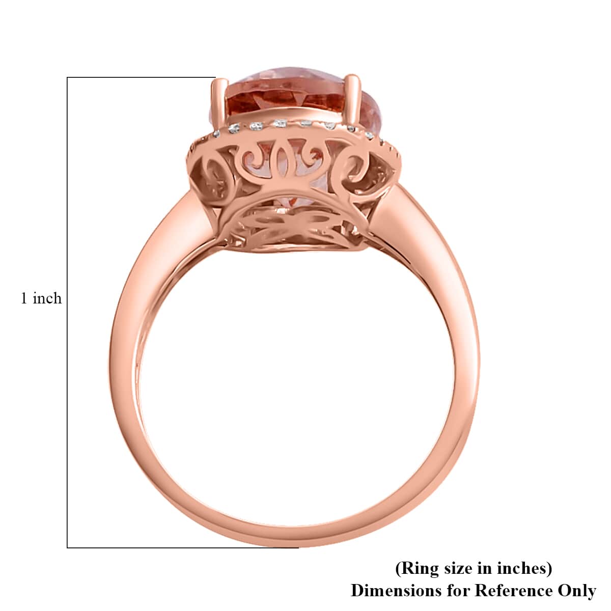 Iliana 18K Rose Gold AAA Premium Marropino Morganite and SI G-H Diamond Halo Ring (Size 6.0) 5.25 ctw image number 3