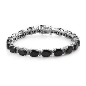 Thai Black Spinel and White Zircon Bracelet in Platinum Over Sterling Silver (7.25 In) 41.15 ctw