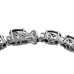 D'Joy Thai Black Spinel, White Zircon Bracelet in Platinum Over Sterling Silver 40.50 ctw (7.25 Inches)