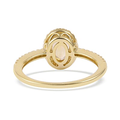 Iliana 18K Yellow Gold AAA Imperial Topaz and G-H SI Diamond Halo Ring (Size 6) 2.35 Grams 1.00 ctw